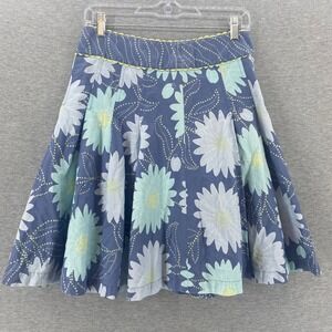 Liz Claiborne Cottagecore Skirt Blue Floral Pleated A-line Midi Size 4 Petite